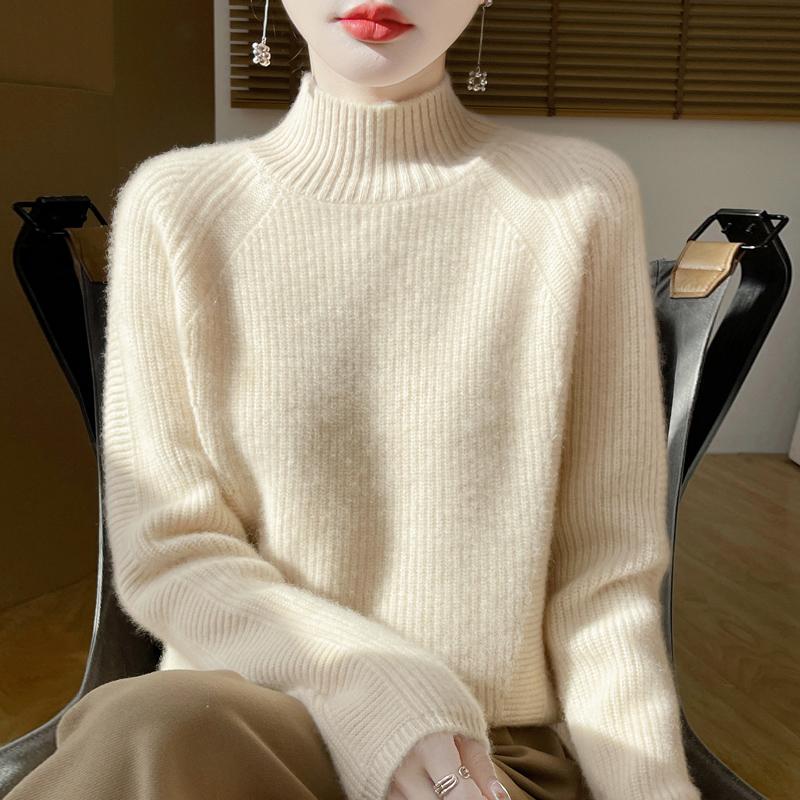Women Sweater 100% Wool MODERN NEW SAGA Turtleneck Knit Pullover Thick Winter Jumpers Female Knit Tops
