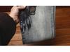 Men's Trendy Elastic Slim Fit Ripped Embroidered Jeans for Spring and Autumn High-Street Style