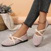 Women Mesh Hollow Out Breathable Flat Shoes Bow Tie Slip On Lightweight Casual Comfort Summer Sandals for Daily Wear