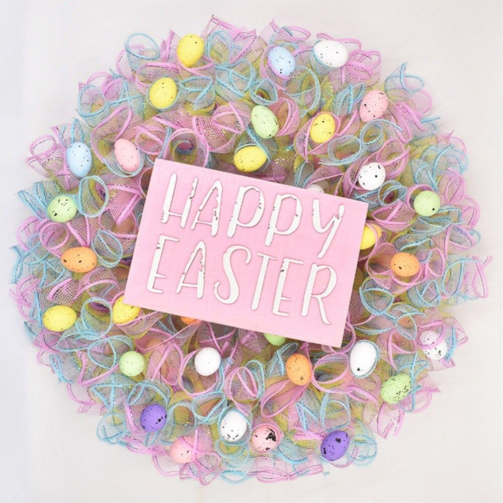 4 Stück Osterdeko Mesh Bänder Kranz Dekoration DIY Basteln Weich Wasserdicht Oster Zuhause Party Dekorationen