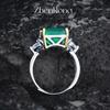 Colombian Style Emerald Ring for Women Princess Cut Green Diamond Two Tone Plated Elegant Wedding Band