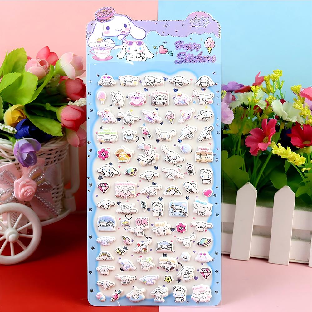 4Pcs Kawaii Cinnamoroll Bubble Stickers 3D Decoration Decals Cute Cartoon Reward Puffy Sticker Stationery Supplies Toys Gifts