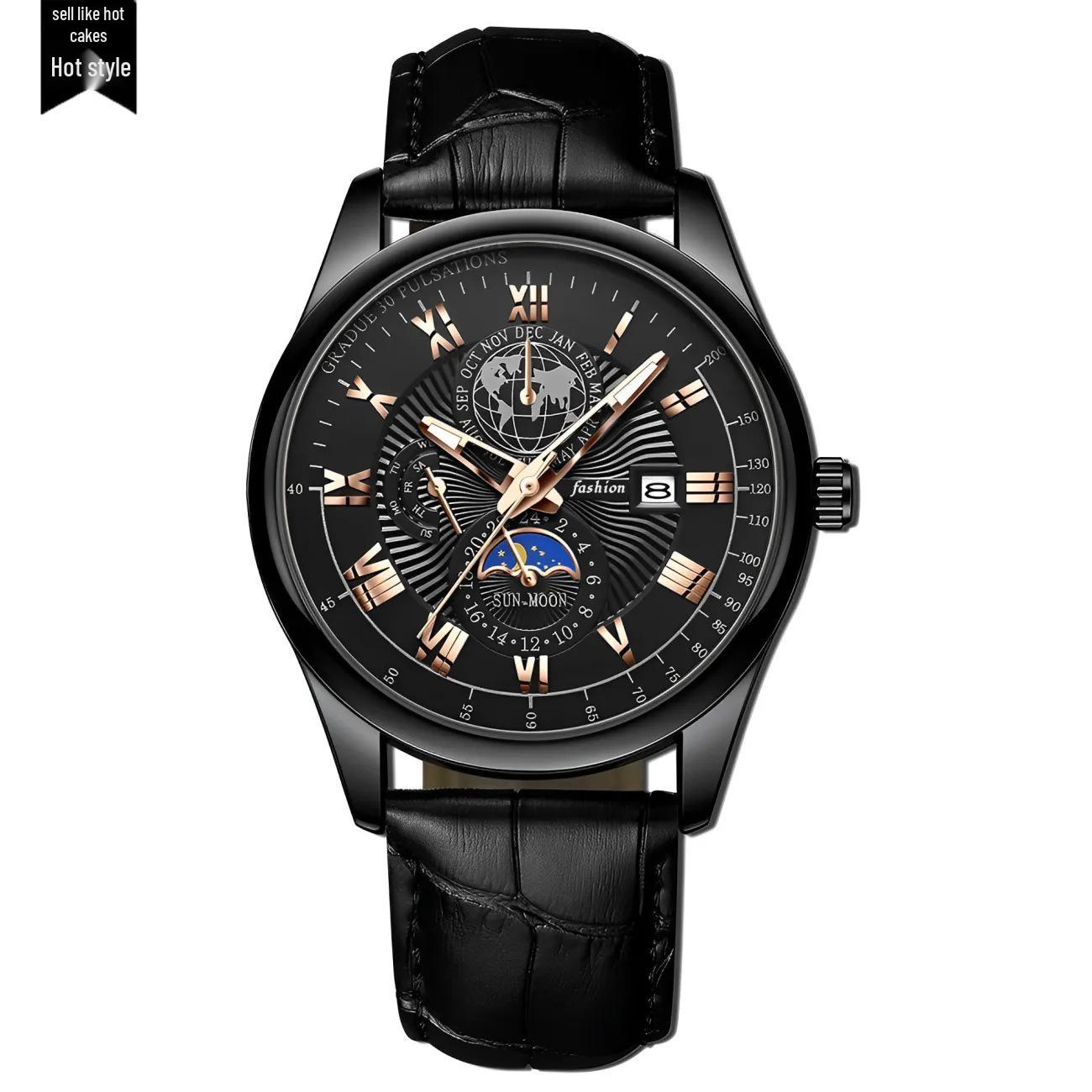 

Мужские стильные кварцевые часы: Современный дизайн с календарем, светящимися элементами и механической точностью для молодежной изысканности