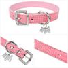 Small Durable Dog Collar PU Leather Padded Pet Collars with Puppy Pendant & Rhinestone Buckle for Small Medium Large Dogs & Cats