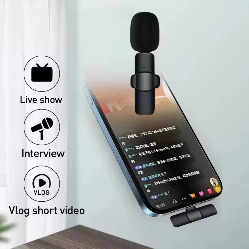 2,4G Kabelloses Ansteckmikrofon Tragbar Geräuschunterdrückung Audio-Video-Aufnahme für iPhone Android Live-Übertragung Gaming-Telefon