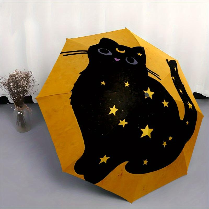 1pc Moon Cat Automatic Open/Close Umbrella, Portable Folding Umbrella for Travel, Themed Events, It is suitable as a gift for various festivals, Outdo