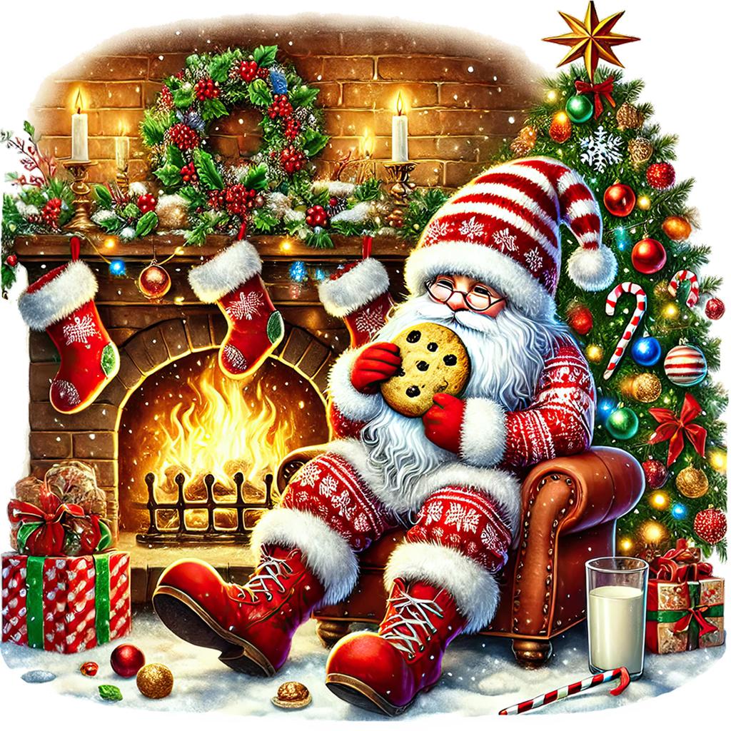 Christmas DIY 5D Round Drill Diamond Art Kits for Adults/Beginners Gift Idea Home Wall Decor Diamond Painting Gem Art 40*40cm