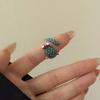Korean Style Painting Ring Geometric Enamel Ring Personality Cactus Drip Oil Ring  Friend