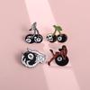 Chic Black 8 Ball Sports Metal Badge Adorable Cherry Skull Cartoon Style Brooch Pin For Creative Accessories