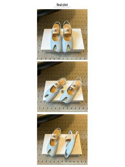 MM6 Samt Riemen Flache Sandalen - Frühling/Sommer '26 - Apfel Zehenpartie, Elastisches Band, Vielseitiges High Heel Design