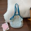 Korean Mesh Net Tote Bag Women Large Capacity Summer Hollow Out Beach Bag Lightweight Shoulder Bag For Vacation Shopping Handbag