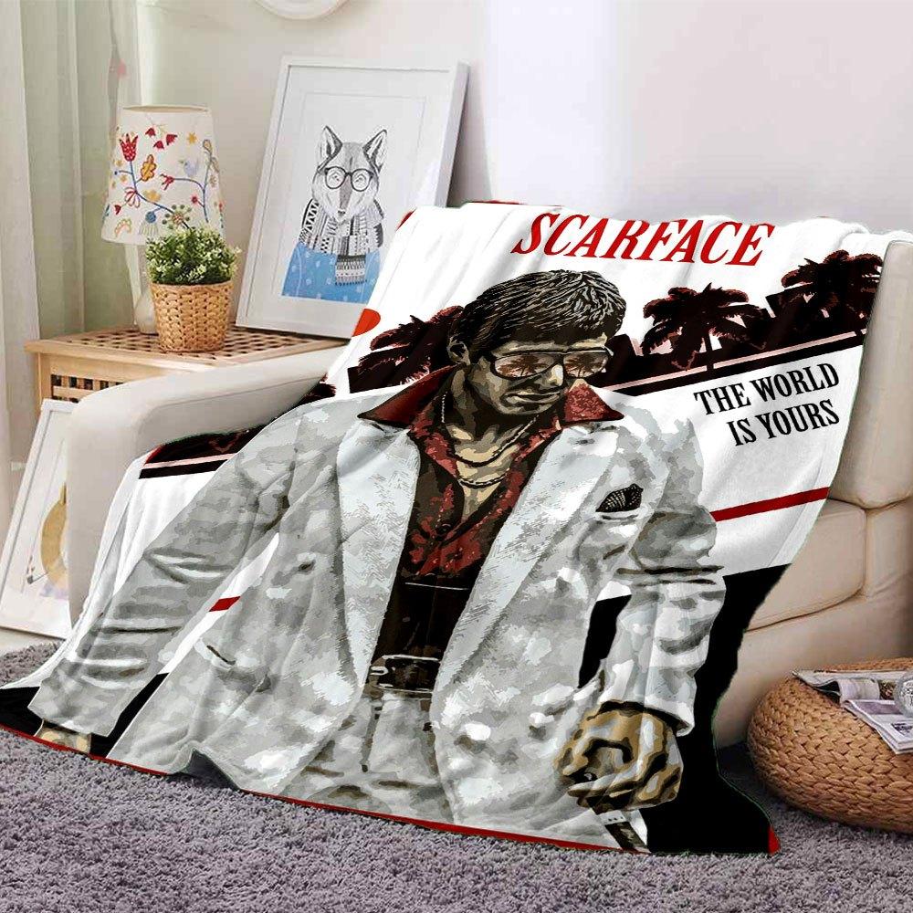

1pc Scarface-Inspired Flannel Blanket - Soft Cozy All-Season Throw for Bedroom, Sofa, Camping, Travel - Perfect Gift for Movie FansB08 80cmx120cm(31inx47in)