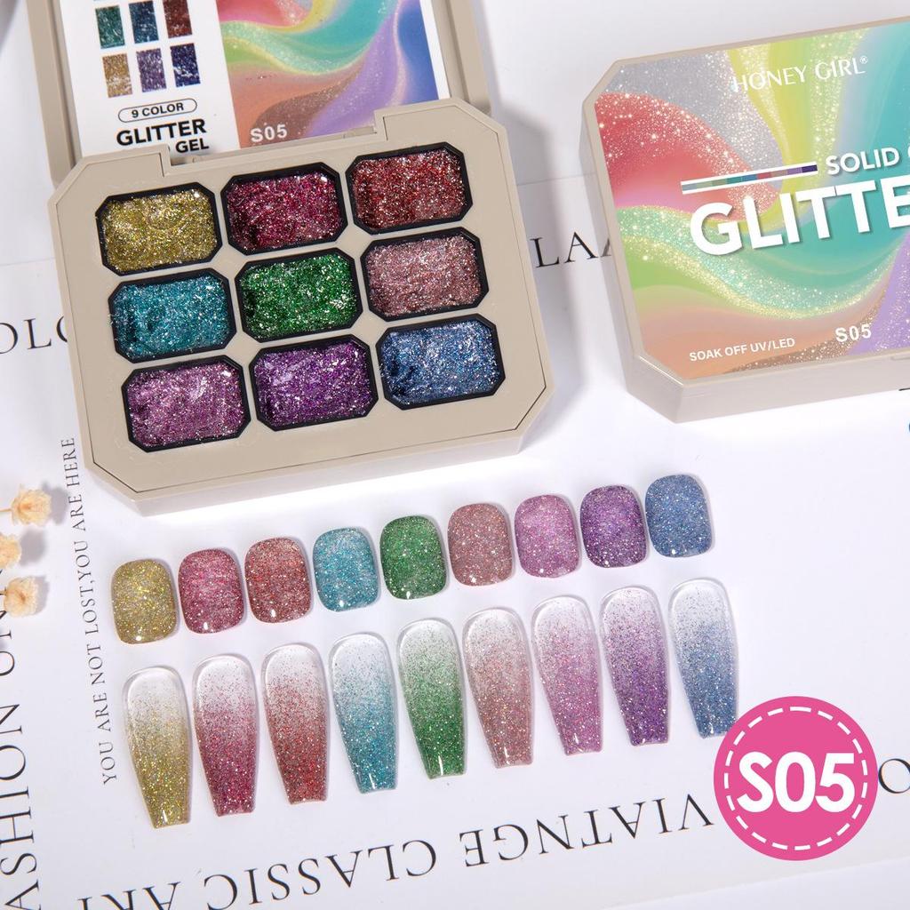 Cross Nine Palaces Nude Glitter Gel Nail Polish: Long-lasting, Quick-drying, High Saturation, Smudge-free, Solid Color Painting Gel