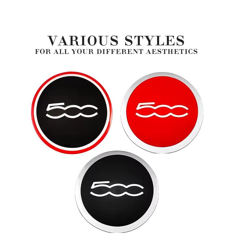 4 piezas de tapas centrales de buje de rueda de coche de 56 mm, pegatinas con emblema para 500