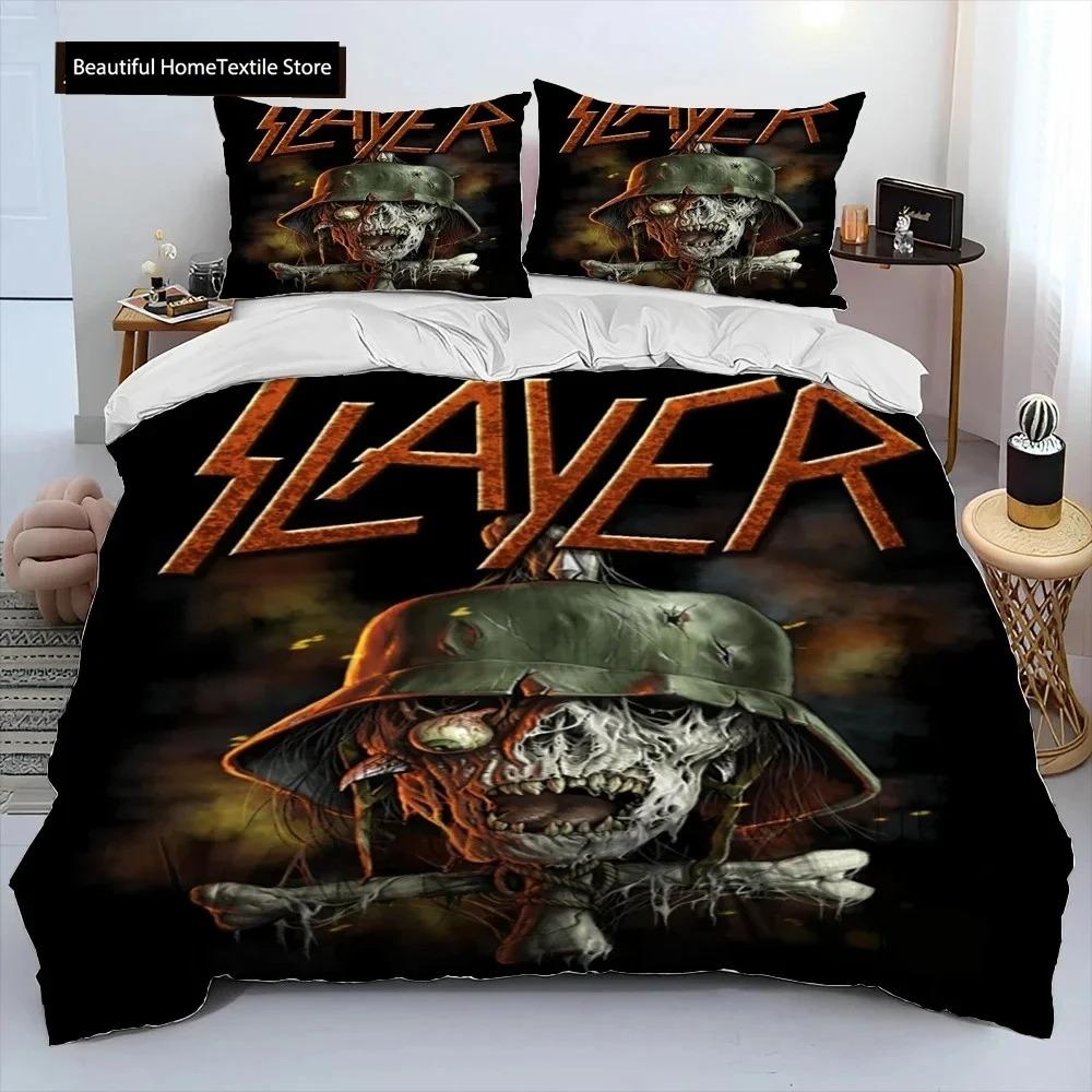 Slayer Heavy Metal Band Music Comforter Bedding SetDuvet Cover Bed Set Quilt Cover PillowcaseKing Queen Size Bedding Set Gift