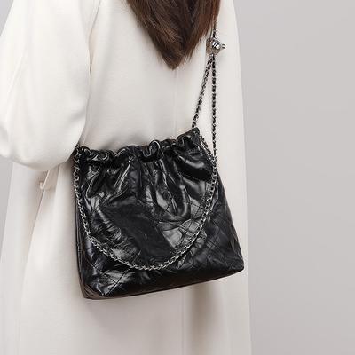Tasche Damen Herbst und Winter Neu Leder Eimer Tasche Umhängetasche Große Kapazität Ketten Tasche Pendler Schultertasche