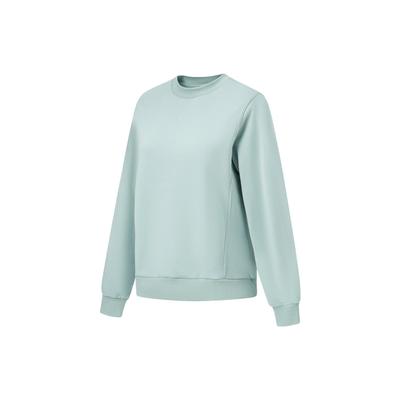 Li Ning Fitness Series Einfarbiges Fleece Warm Lockerer Pullover Damen Sweatshirt Steinblau-Grau AWDT782-1
