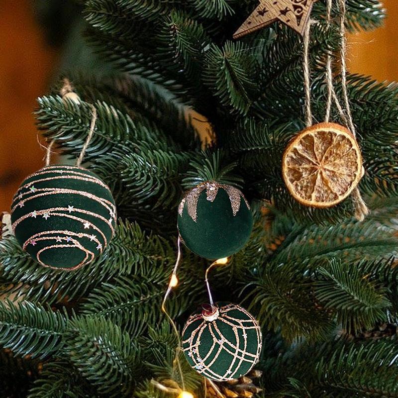 Glitter Christmas Balls 12pcs Decorative Shatterproof Ball For Christmas Tree Retro Christmas Tree Ball With Glitter For Holiday