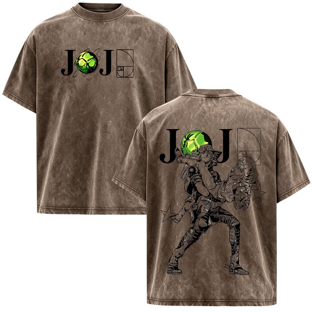 Anime JoJo Bizarre Adventure STEEL BALL RUN Johnny Joestar Magliette Vintage Lavate Uomo Donna Manica Corta Oversize Magliette