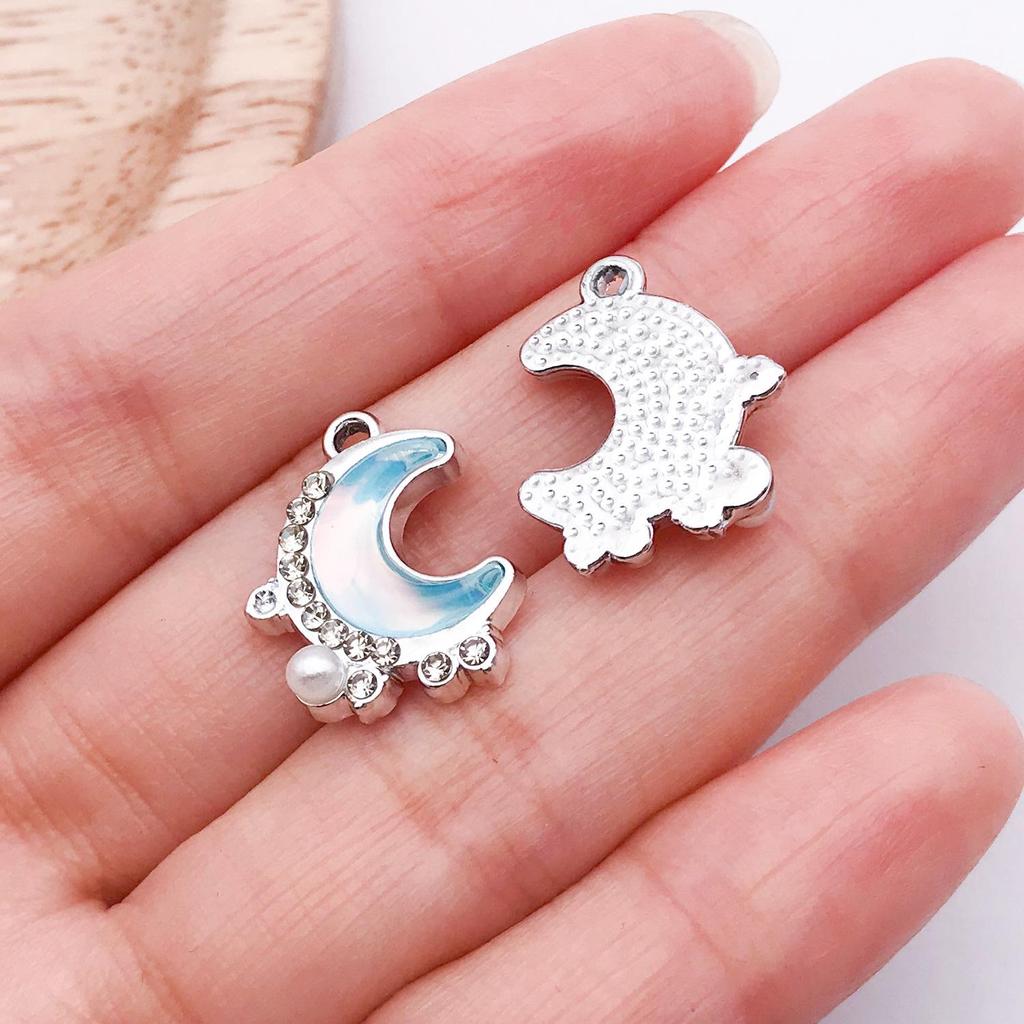 DIY Iridescent Rhinestone Pearl Moon UV Resin Jewelry Accessories for Earrings & Necklaces