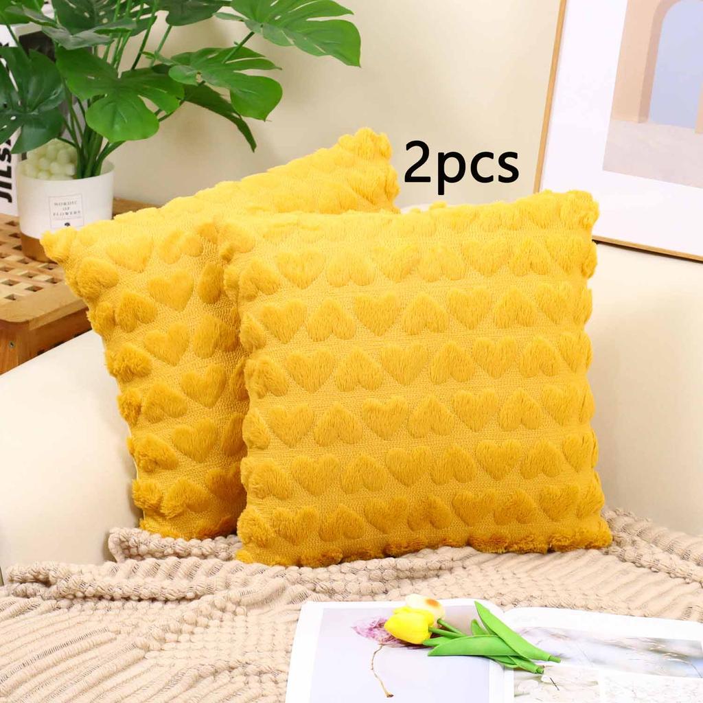 2pcs Cross Border Modern Minimalist Pillow Cover Long Plush Autumn Winter Living Room Sofa Heart Cushion Pillow Cover