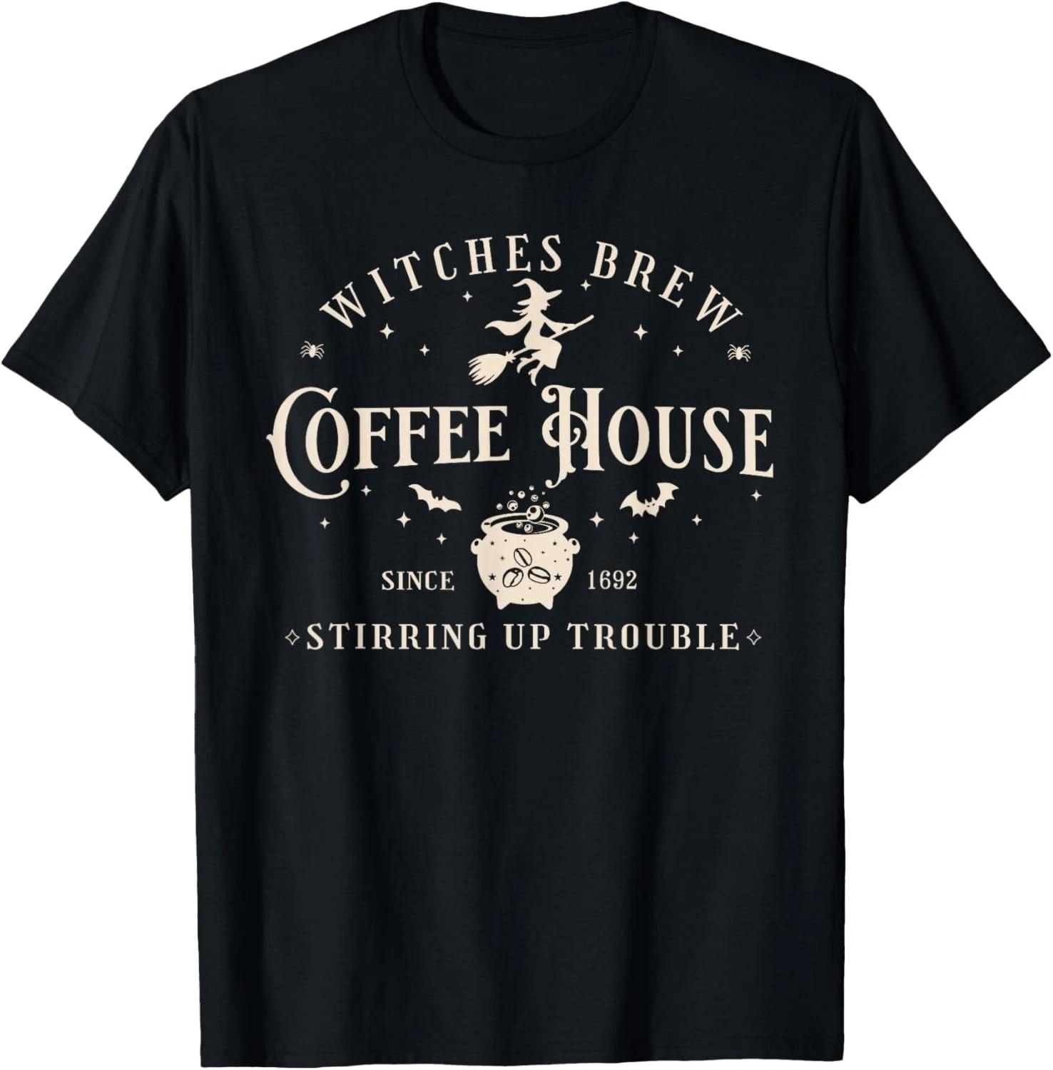 Vintage The Witches Brew Coffee House Est 1692 Halloween Gift Unisex T-Shirt L