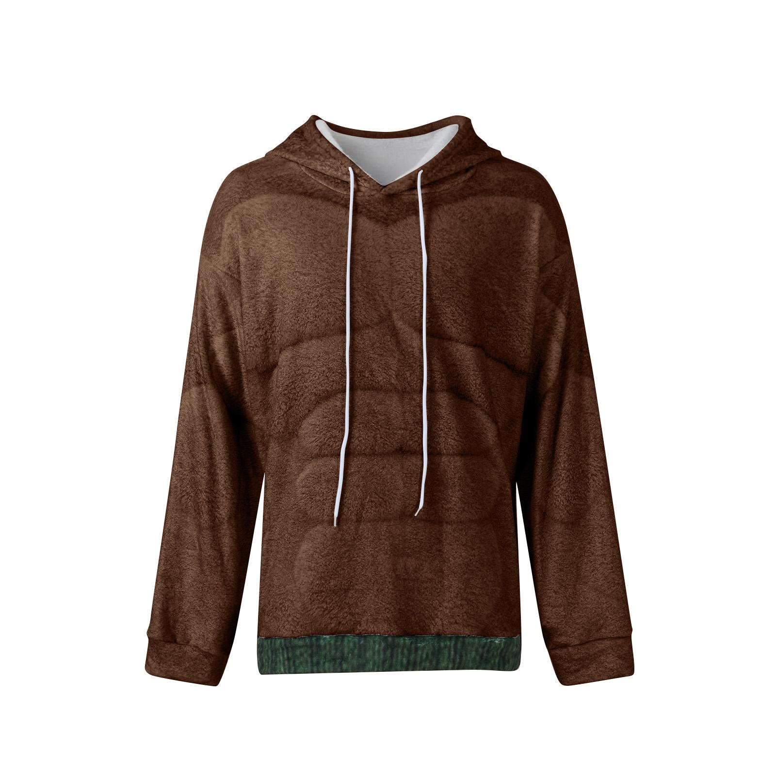 

Men s Muscle Ugly Print Long-Sleeve Casual Sports Hooded Sweatshirt M коричневий