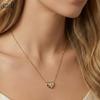 EFFIE QUEEN Stainless Steel 18k Gold Heart Cut Zirconia Pendant Necklace Romantic Jewelry for Women Valentine's Day Gift STKN13