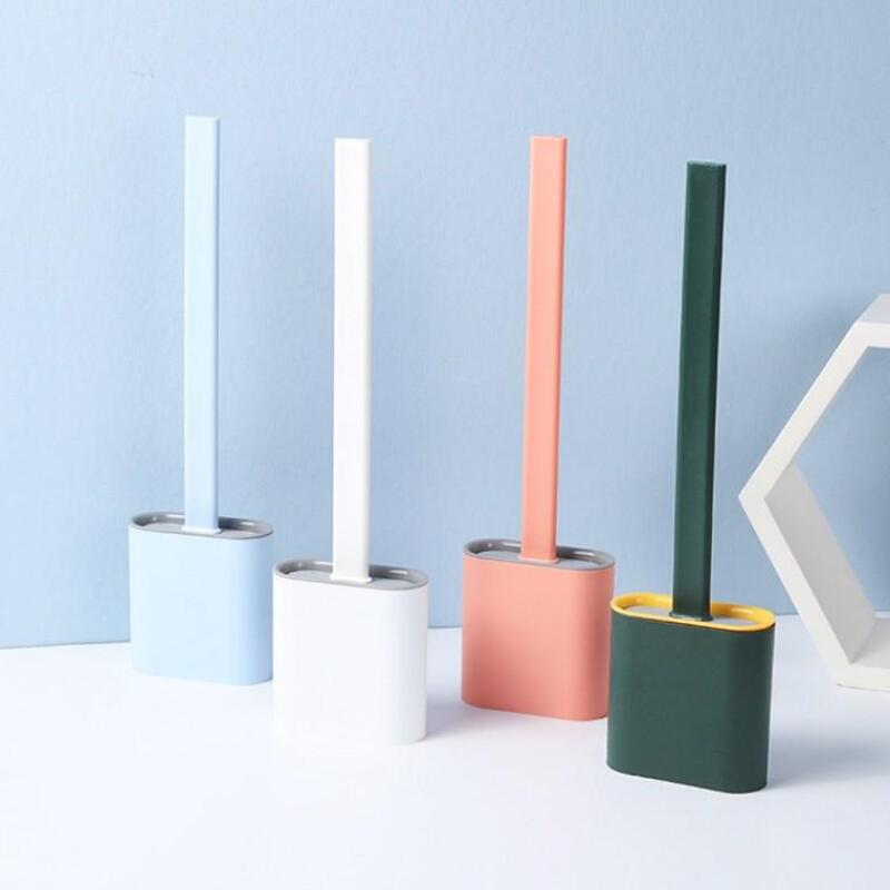 Wall-mounted silicone toilet bowl cleaning brush bathroom crevice brush Sky