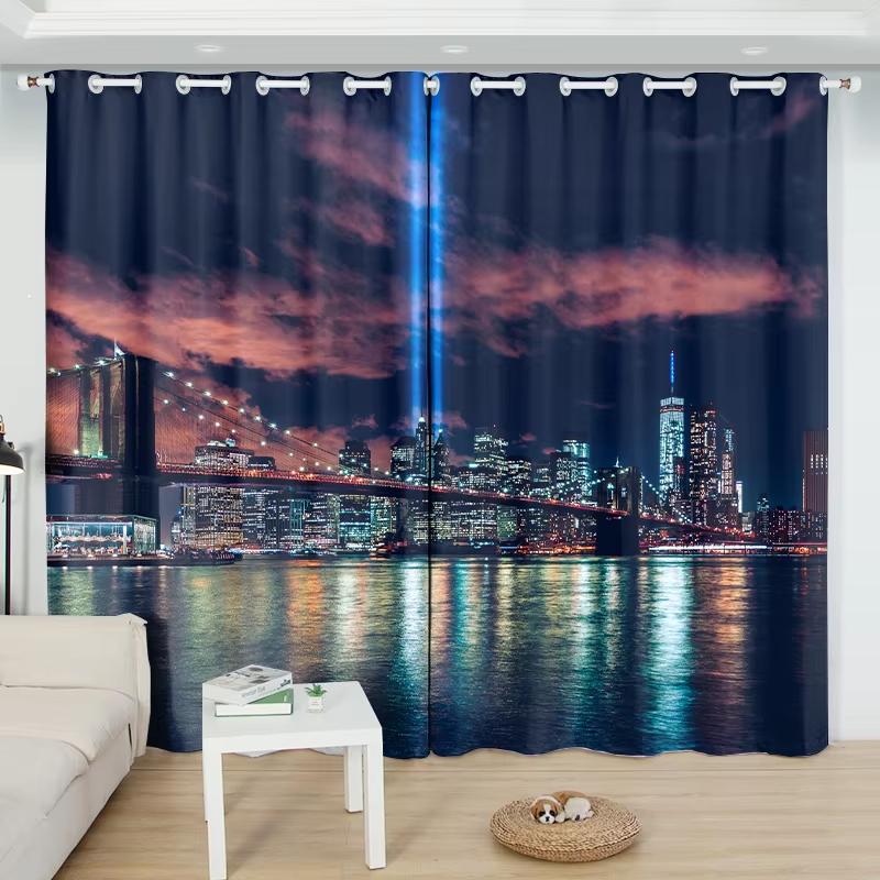 2 Stück Neuer Stadt-Skyline Muster Dekor Vorhanghaken