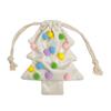 Christmas Tree Hanging Ornaments Drawstring Gift Bag, Plush Pom Bell Small Trinket Bags with Ornament, Reusable Candy Pouch Decor for Holiday
