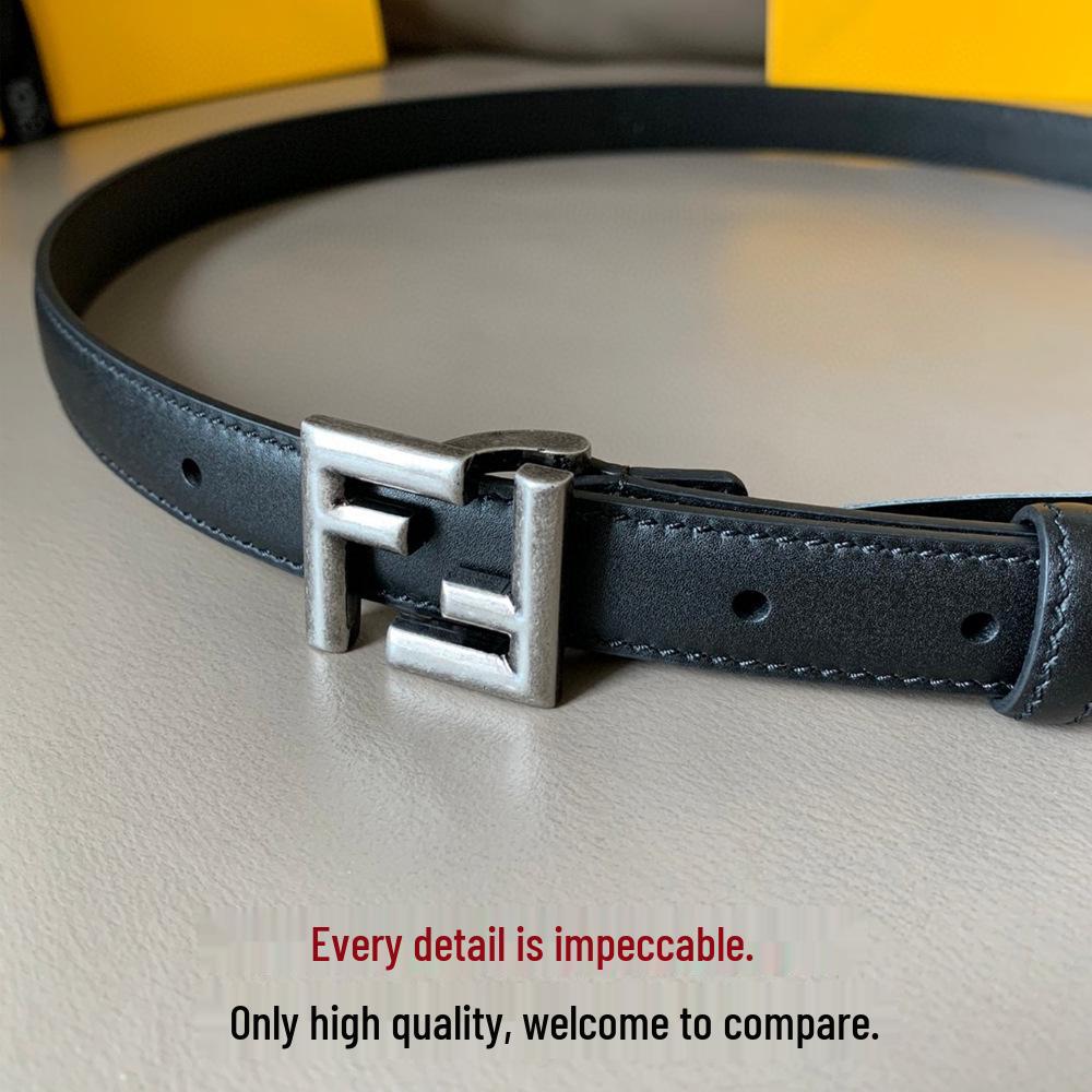 Korean Style Retro Women's Leather Belt with FF Buckle