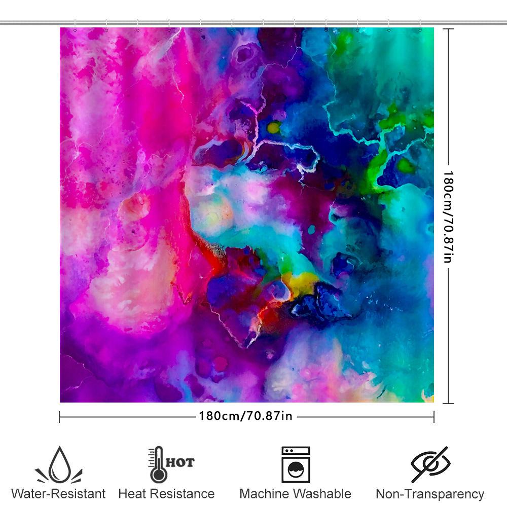 Colorful Shower Curtain Painted Fabric Bath Decor For Bathroom Decoration Pink Blue Green Yellow Purple Colorful Pattern Customi