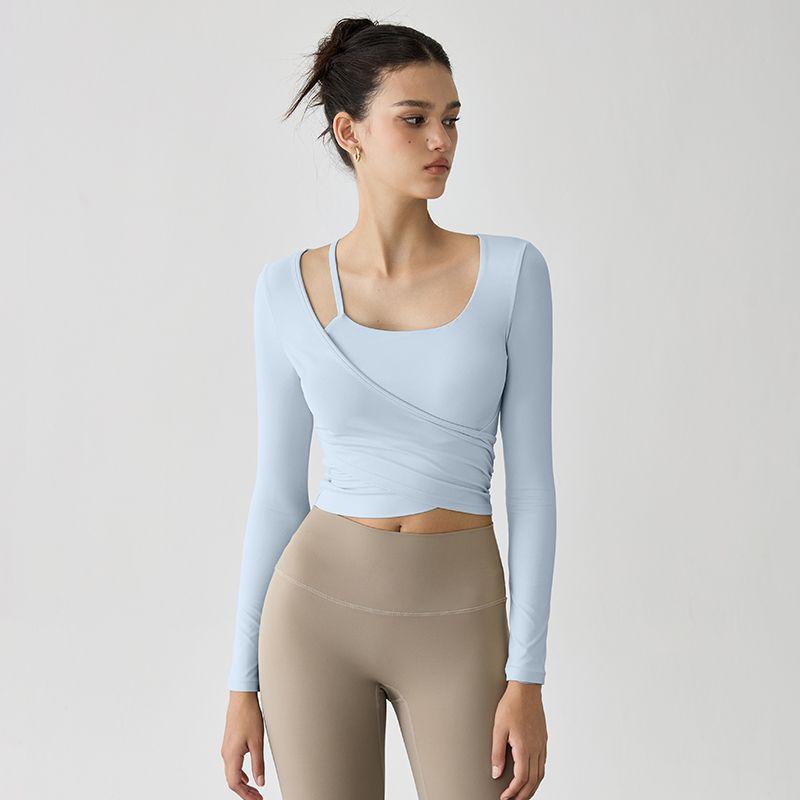 Mitaogirl Kendall With Chest Pad Yoga Clothes Top Women Slimming Running Sports T-shirt Professional Training Workout Clothes