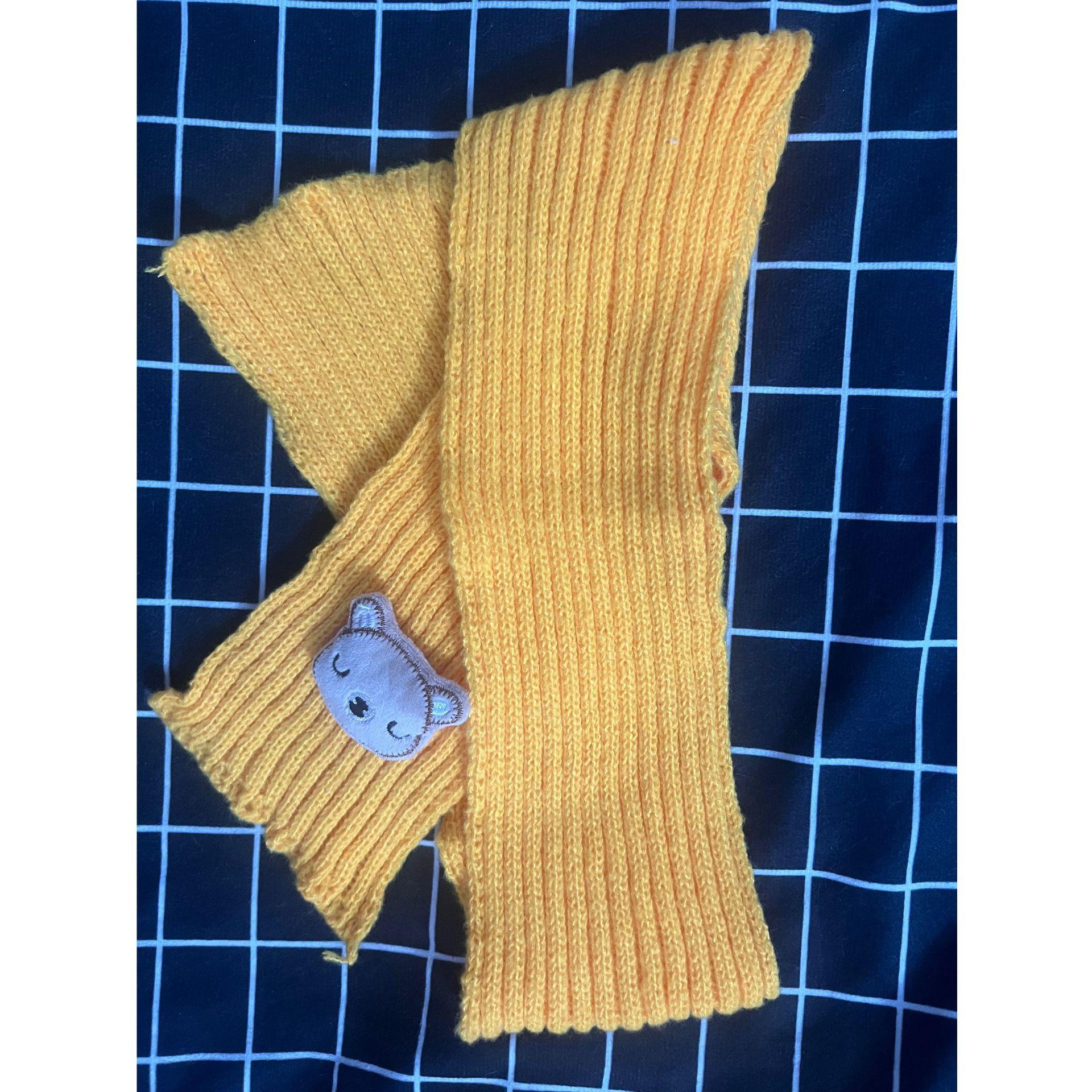 

2025 autumn and winter children s hat bear wool hat girls knitted cotton warm baby hat scarf two-piece set