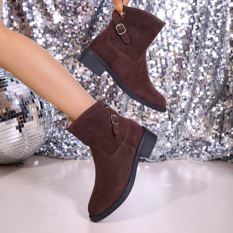 

Модные женские полусапожки на среднем каблуке 2025 Зимние замшевые модные туфли Дизайнерские ботильоны челси Элегантные туфли-лодочки для платья Zapatillas De Mujer 41