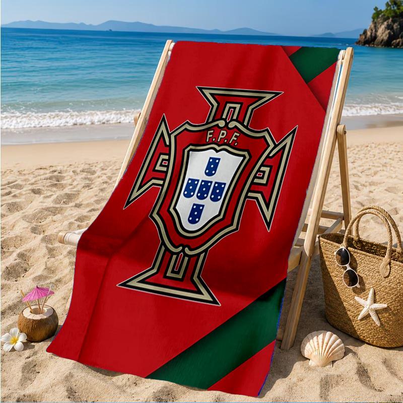 Strandtuch mit Wappen der Portugiesischen Fußballföderation, Schnell trocknend, Pflegeleicht, Geeignet für Fitness und Strandurlaub, Sport-Essential