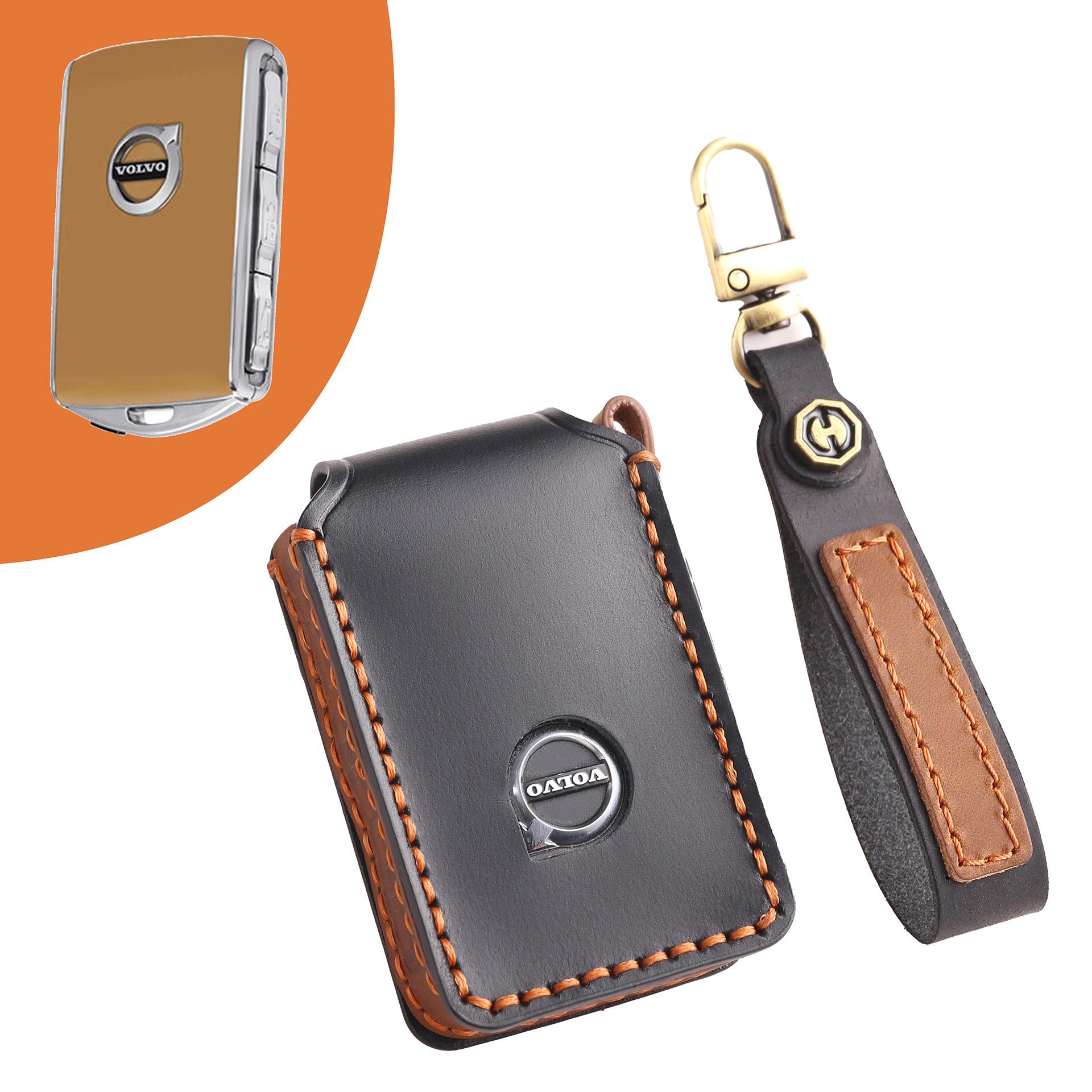 

Подходит для кожаного чехла для ключей Volvo XC60 S90/XC90/S60L, высококлассный чехол для ключей, чехол V40, пряжка XC40 чёрный