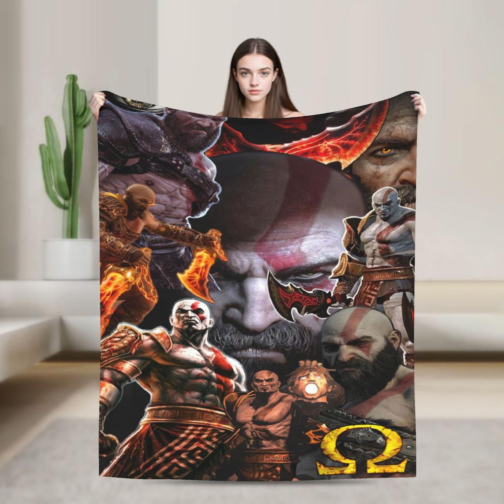 God of War Game Gamers Kratos Blanket Camping Flannel Throw Blanket For Couch Chair Super Warm Bedspread Birthday Present