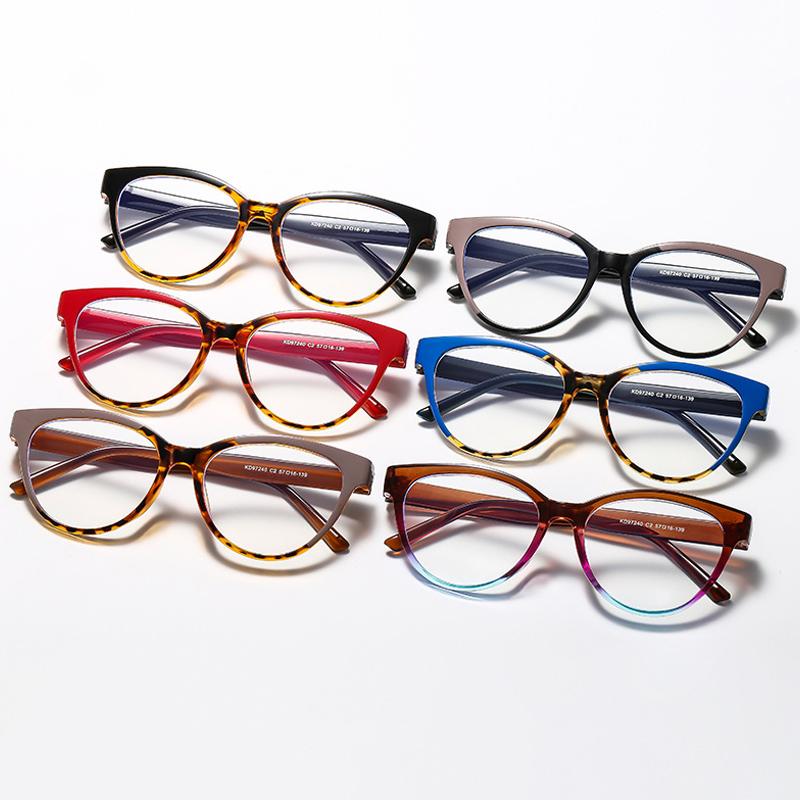 New Cat Eye Women Glasses Frame Clear Anti-Blu-Ray Eyewear Fashion Olive Green Men Optical Frame