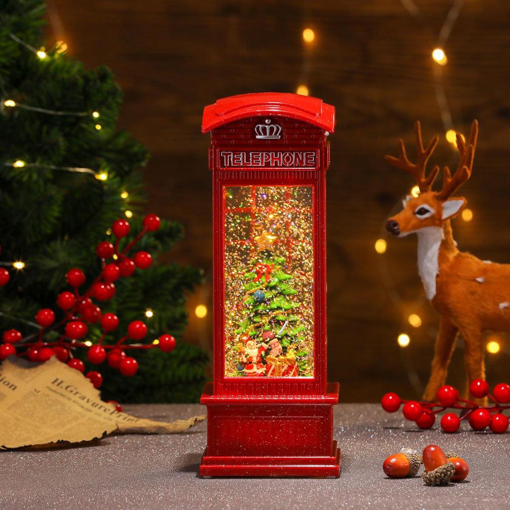 Large Luminous Telephone Booth Snow Globe - Creative Christmas Ornament & Gift