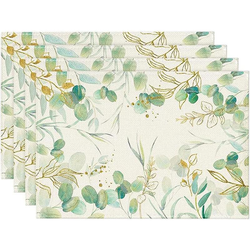 Spring & Summer Floral Linen Placemats – Heat-Resistant Fabric Table Mats for Home & Restaurant