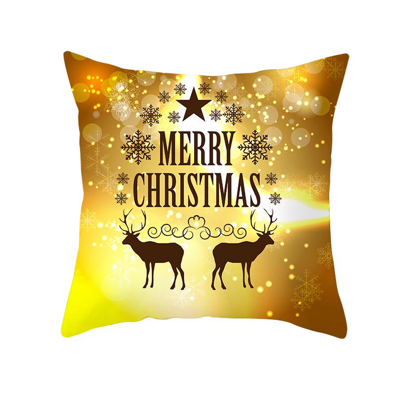 Golden Christmas Peach Velvet Cushion Cover New Digital Printed Square Cushion Cover Cushion Cover