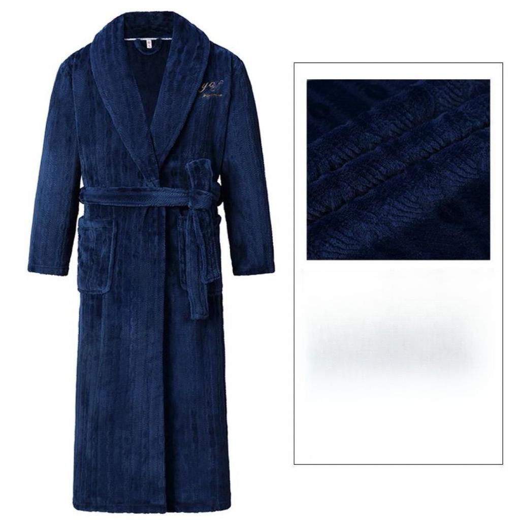 Herren Bademantel Winter Flanell Lang Robe Paar Verdickte Warme Nachtwäsche Plus Size Nachthemd Damen Lose Homewear