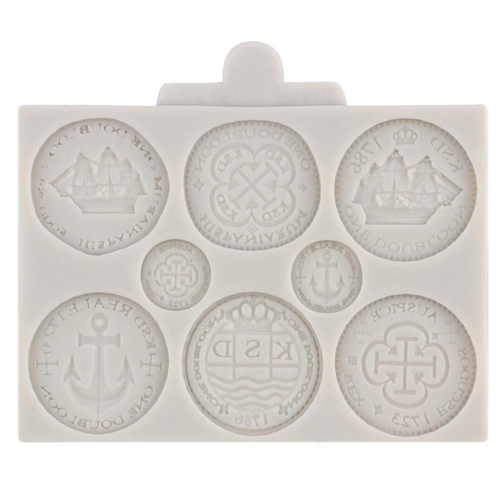 Treasure Coins Silicone Moulds DIY Cupcake Topper Fondant Cake Decorating Tools Candy Clay Chocolate Gumpaste Moulds