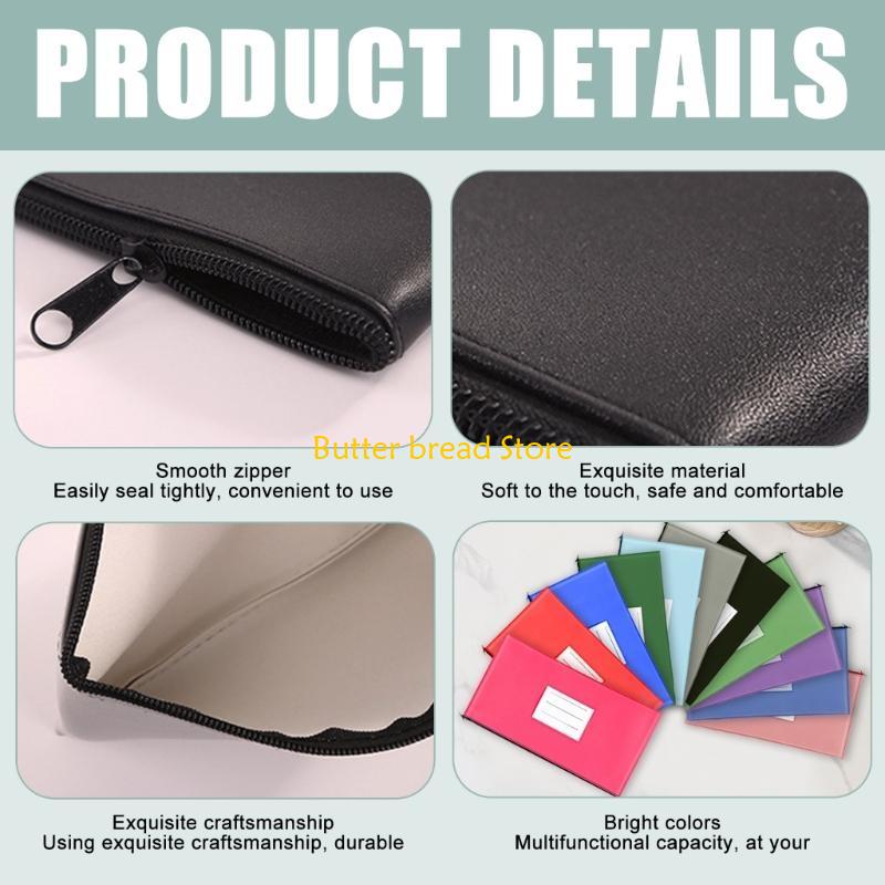 W89C Office File Organizers Waterproof PU Card Slot Clear Front for Professional Use