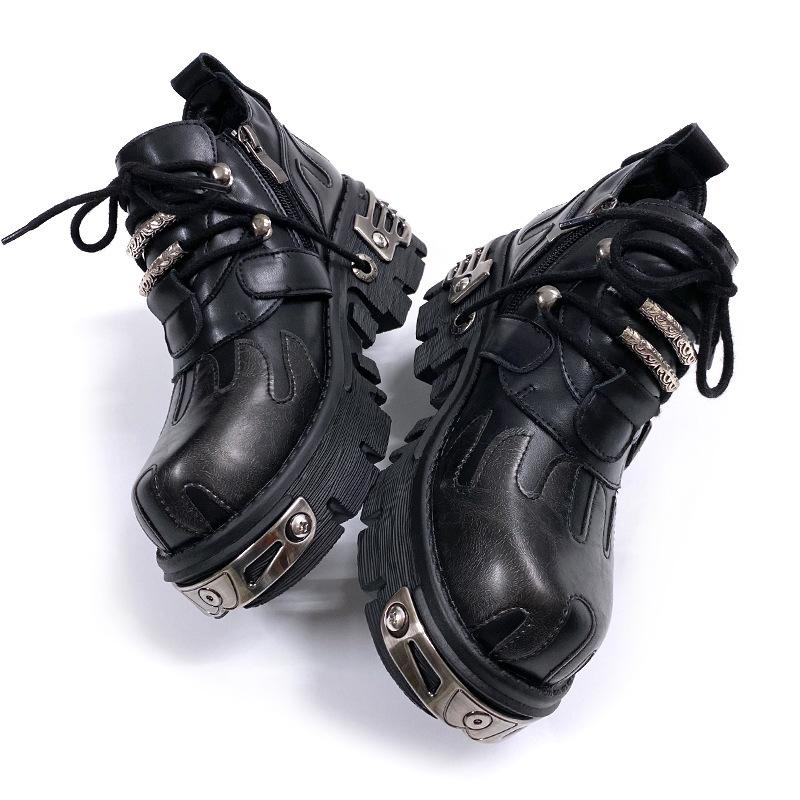 Niche retro rock shoes, dark punk metal, niche low-top thick-soled small leather shoes, the same for men and women