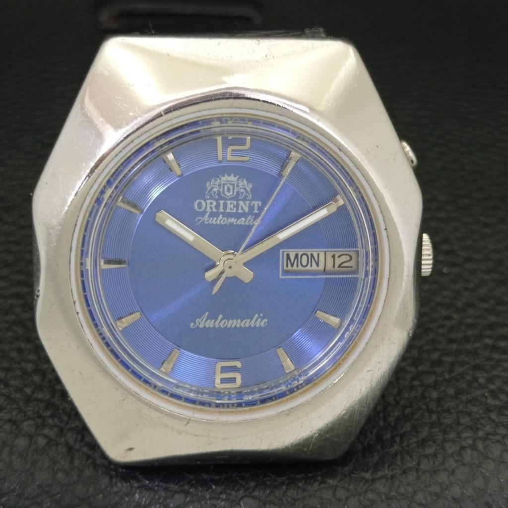 JAPAN VINTAGE ORIENT AUTOMATIC 46943 MENS BLUE COLOR DIAL WATCH a500722-5 R154-a500722