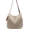 Beach Summer Bag for Women Mesh Woven Shoulder Bag Adjustable Strap Handbag Large Capacity Hobo Bag for Travel Vacation