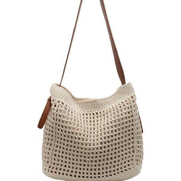 Beach Summer Bag for Women Mesh Woven Shoulder Bag Adjustable Strap Handbag Large Capacity Hobo Bag for Travel Vacation
